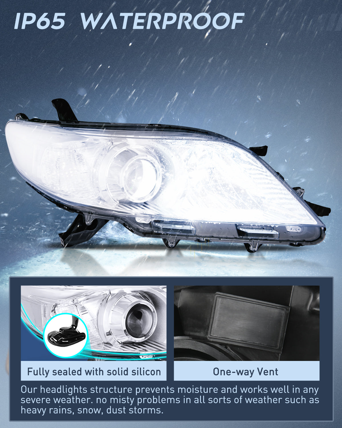 Nilight Headlight Assembly Compatible with 2011 2012 2013 2014 2015 2016 2017 2018 2019 2020 Toyota Sienna Chrome Housing Clear Reflector Clear Lens Headlights Replacement