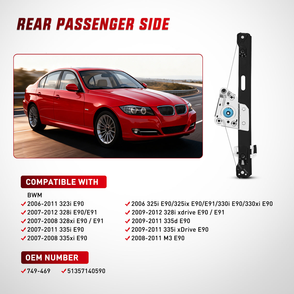 741-527 Power Window Regulator/Motor Front Passenger Side Compatible with Jeep Liberty KJ 2002 2003 2004 2005 2006,Front Right Side