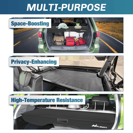 Nilight 2013-2019 Ford Escape Retractable Trunk Cargo Cover With Trunk Storage Net