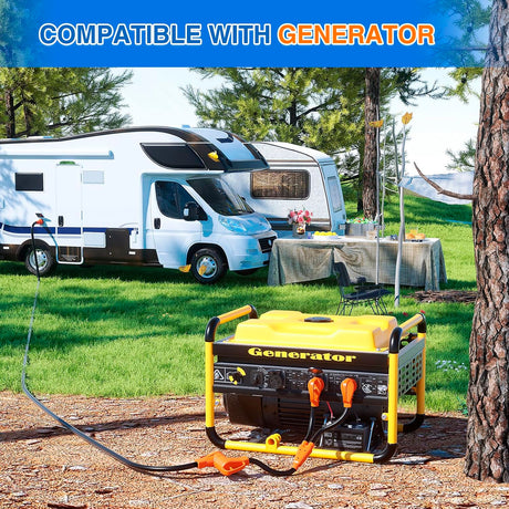 Nilight RV Y Splitter Adapter Cord 30 Amp to 50 Amp TT-30P Male Plug to 14-50R Female Receptacle Heavy Duty Electrical STW Wire Waterproof Cord for RV Camper Van Trailer