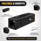 Nilight Trailer Hitch Receiver Adapter Reducer Sleeve 2 to 1-1/4 Inch with 5/8Inch Hitch Pin and Clip Hitches Towing Accessories for Tractor Bucket RV UTV Truck Bike Rack Cargo Carriers Carbon Steel