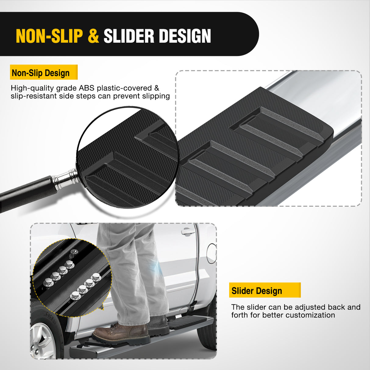Nilight Running Boards 6 inch Side Step Nerf Bars Easy Bolt-On Installation