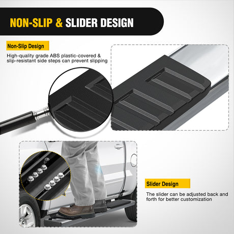 Nilight Running Boards 6 inch Side Step Nerf Bars Easy Bolt-On Installation