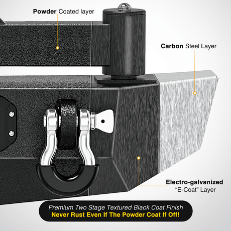 Front Bumper 2007 2008 2009 2010 2011 2012 2013 2014 2015 2016 2017 2018 Jeep Wrangler JK & Unlimited (2/4 Doors) Rear Bumper Hitch Receiver 2Pcs LED Lights Pods D-rings