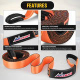 Shackle Recovery Ring 3 x 20Inch Recovery Tow Strap with Anti-Theft D-Ring Shackles