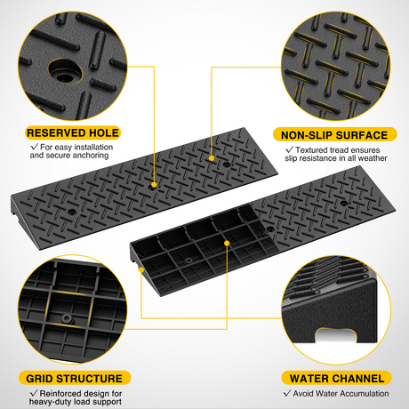 Nilight 2.8Inch Rise Curb Ramps, Heavy Duty Rubber Driveway Threshold Shed Ramp for Sidewalk Cars Lawn Mower Wheelchairs Motorcycles, 3300lbs Load Capacity