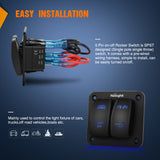 Nilight 90423B 2Gang Aluminum Laser LED Light Bar Rocker 12/24V 5Pin ON/Off Pre-Wired LED POD Lights Toggle Switch Panel with Blue LED for Marine Boat Car ATV UTV