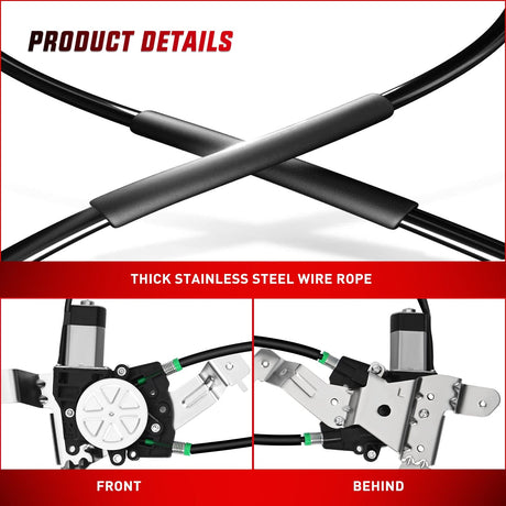 Nilight Power Window Regulator with Motor Rear Driver Side,Compatible with Cadillac Escalade/Chevy Tahoe/GMC Yukon 2002 2003 2004 2005 2006,Rear Left,748-228