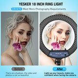 Ring Light 18 inch with Tripod Stand Ringlight Kit Dimmable 6000K/3200K Circle Lighting Phone Holder Bluetooth Remote Carry Bag for Zoom TikTok Makeup Video Photography Blogging Portrait