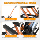 Motorcycle Lift Jack 1500 LBS Hydraulic Lifts ATV Scissor Jacks with Wheel Foot Pedal Handle Ratchet Belt Heavy Duty Lifter Stand Hoist Table for Dirt Bike Garage Storage Repair Tool,Orange