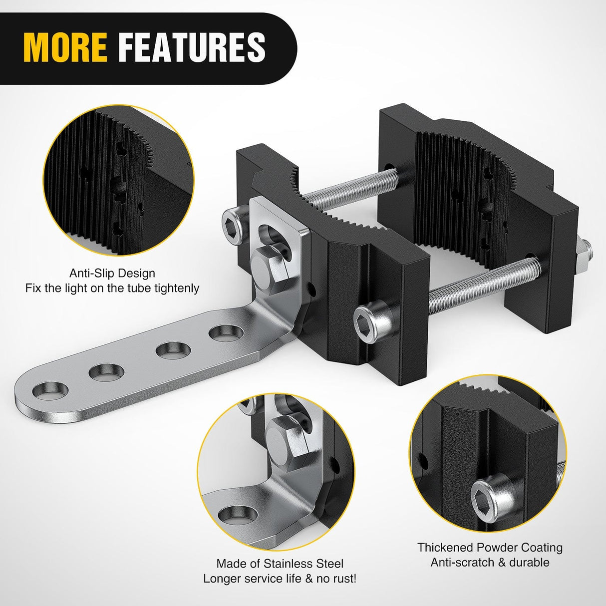 2Pcs Motorcycle Tube Clamp Mounting Brackets 0.7 to 2Inch Round Tube Nilight