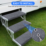 Nilight RV Step Covers 3 Pack 22 inch, Fits 9-11Inch Deep Camper Steps Adjustable Wrap Around RV Step Rug with Spring Works on Electrical & Manual RV Stairs Carpet for Camper Trailers Steps Outside, Gray