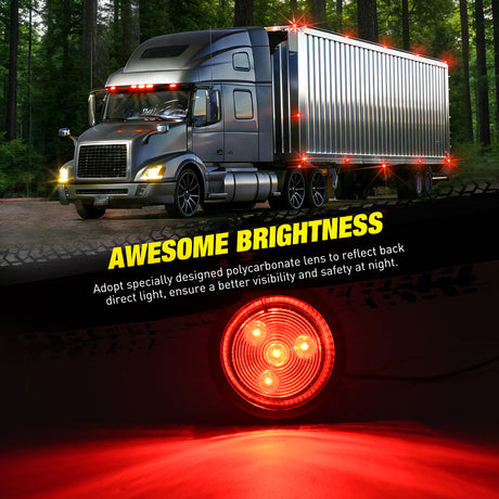 Side Marker Clearance Lights 2 Inch Red Amber Round Side Marker Light (10 Pcs)