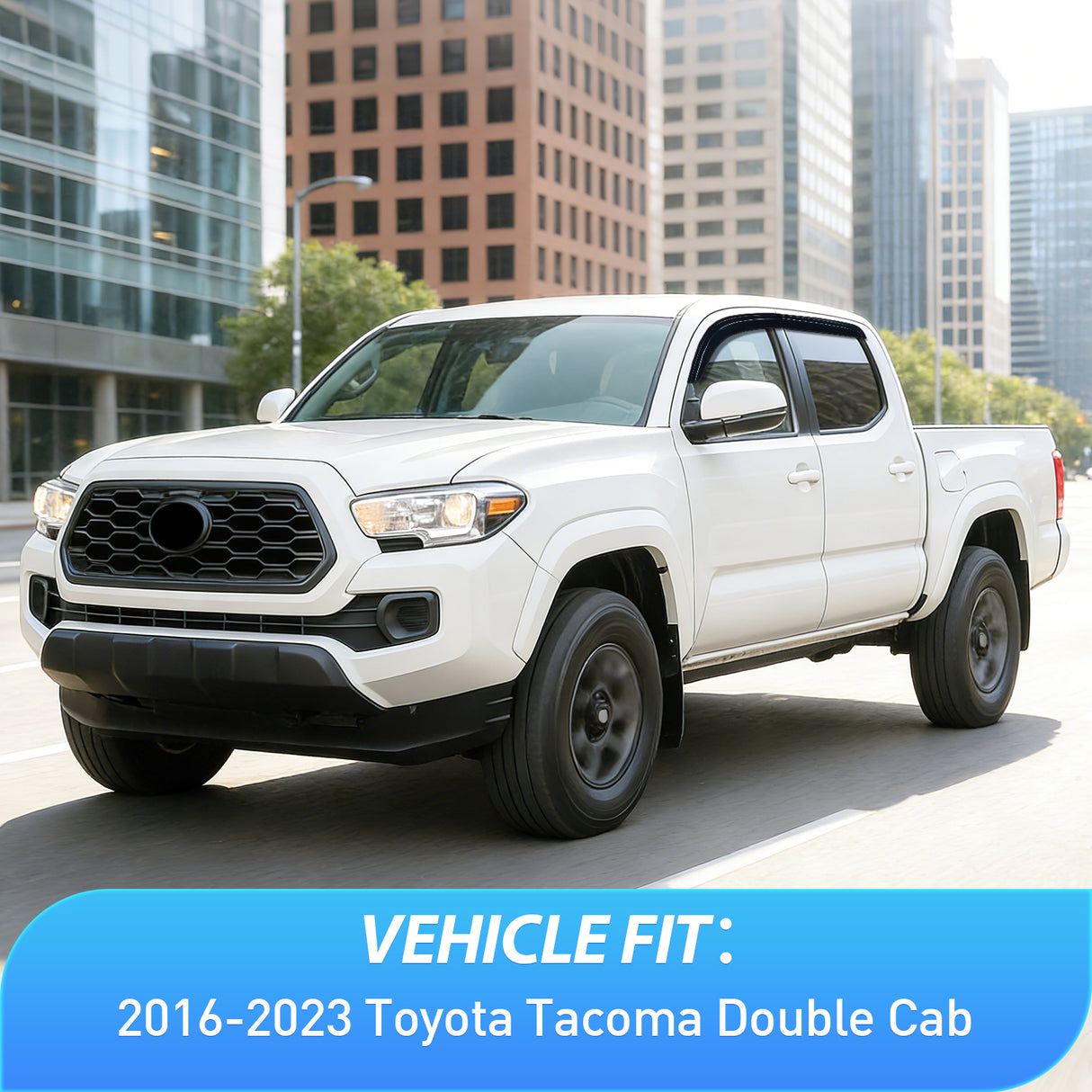 Window Rain Guards for Toyota Tacoma Double Cab 2016 2017 2018 2019 2020 2021 2022 2023, Out-Channel Window Visors Vent Wind Deflectors-4PCS
