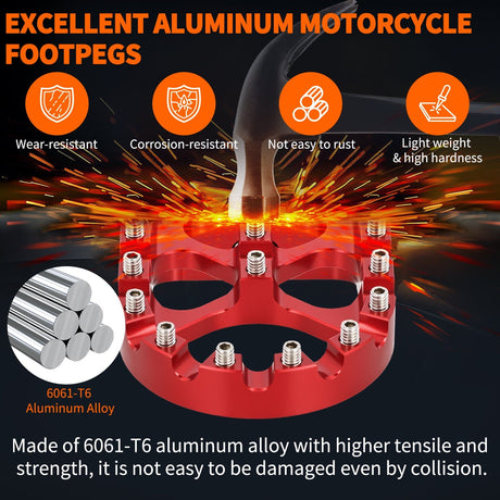 Nilight Motorcycle Foot Pegs Dirt Bike Footpegs Fit for Harley Dyna 1993-2017 Fatboy 1990-2017 Iron 883 2009-2017 Sportster 883 360° Rotating CNC Foot Pegs Heavy Duty Aluminum Alloy Peg Pedal, Red