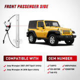 Nilight 748-913 Window Regulator and Motor Front Passenger Side Compatible with Jeep Wrangler 2007-2017 Sport Utility,Wrangler JK 2018 Sport Utility 2010 2011 2012 2013 2014 2015 2016 2017