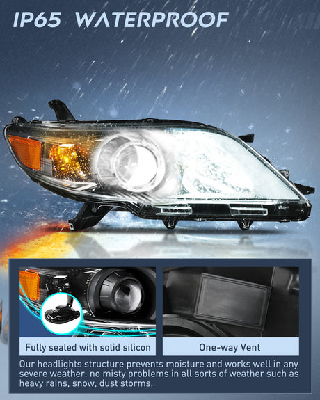 Nilight Headlight Assembly Compatible with 2011 2012 2013 2014 2015 2016 2017 2018 2019 2020 Toyota Sienna Black Housing Amber Reflector Clear Lens Headlights Replacement