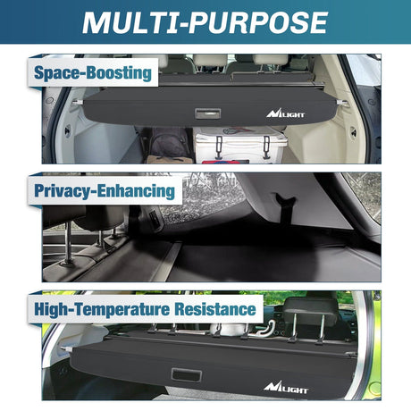Nilight Cargo Cover Fit for VW Volkswagen Tiguan 2018 2019 2020 2021 2022 2023 2024, Retractable Privacy Security Shield Shade Rear Trunk Cover, with Trunk Storage Net