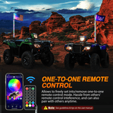 Nilight RGB Whip Light 1PC 5FT Lighted Antenna Whips with Remote & App Control DIY Chasing Patterns Brake Reverse Lights for ATV UTV Polaris RZR Can-am Dune Buggy Pickup Trucks Jeep