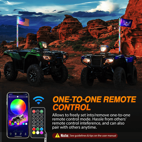 Nilight RGB Whip Light 1PC 5FT Lighted Antenna Whips with Remote & App Control DIY Chasing Patterns Brake Reverse Lights for ATV UTV Polaris RZR Can-am Dune Buggy Pickup Trucks Jeep