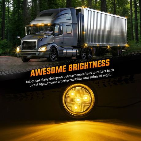 Side Marker Clearance Lights 2 Inch Amber Round Side Marker Light (5 Pcs)