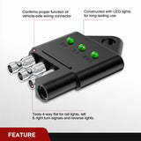 4 Way Flat Trailer Wiring Circuit Tester Male End Wire 4 Pin Test with Bright Light Indicator for Turn Signal Brake Tail Lights Trouble Shooting