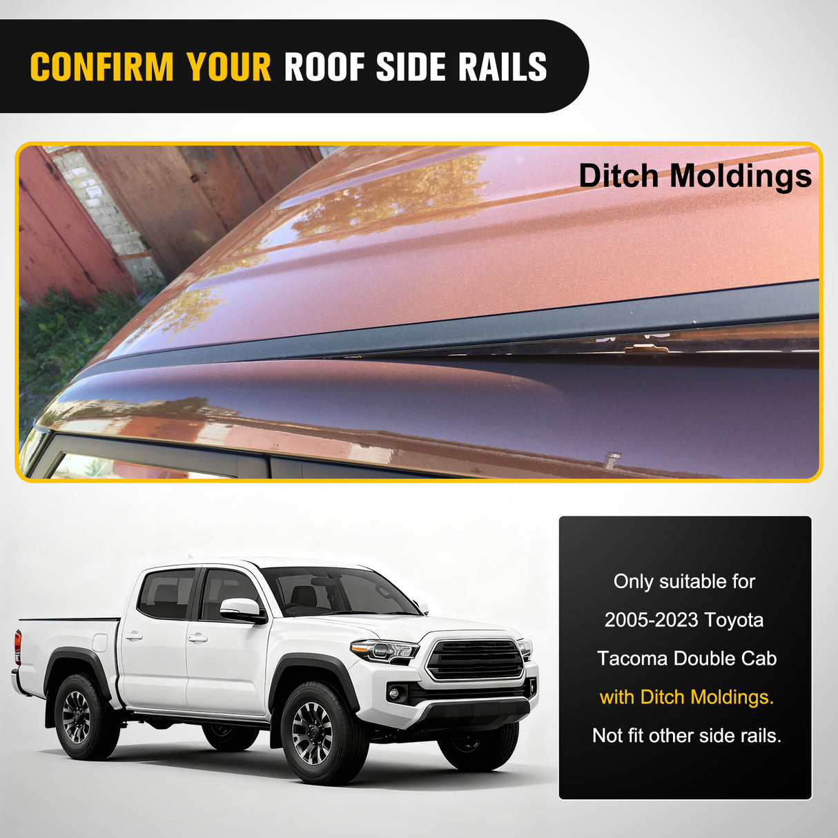 Aluminum Roof Rack Cross Bars Fit for Toyota Tacoma Double Cab 2005 2006 2007 2008 2009 2010 2011 2012 2013 2014 2015 2016 2017 2018 2019 2020 2021 2022 2023
