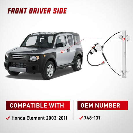 Nilight 748-131 Power Window Regulator and Motor Front Driver Side Compatible with Honda Element 2003 2004 2005 2006 2007 2008 2009 2010 2011,Front Left Side