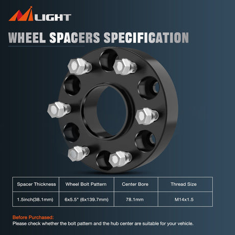 1.5inch (38mm) Wheel Spacers 4Pcs For 1999-2019 Chevy Silverado GMC Sierra 1500 Yukon XL Avalanche Tahoe Suburban