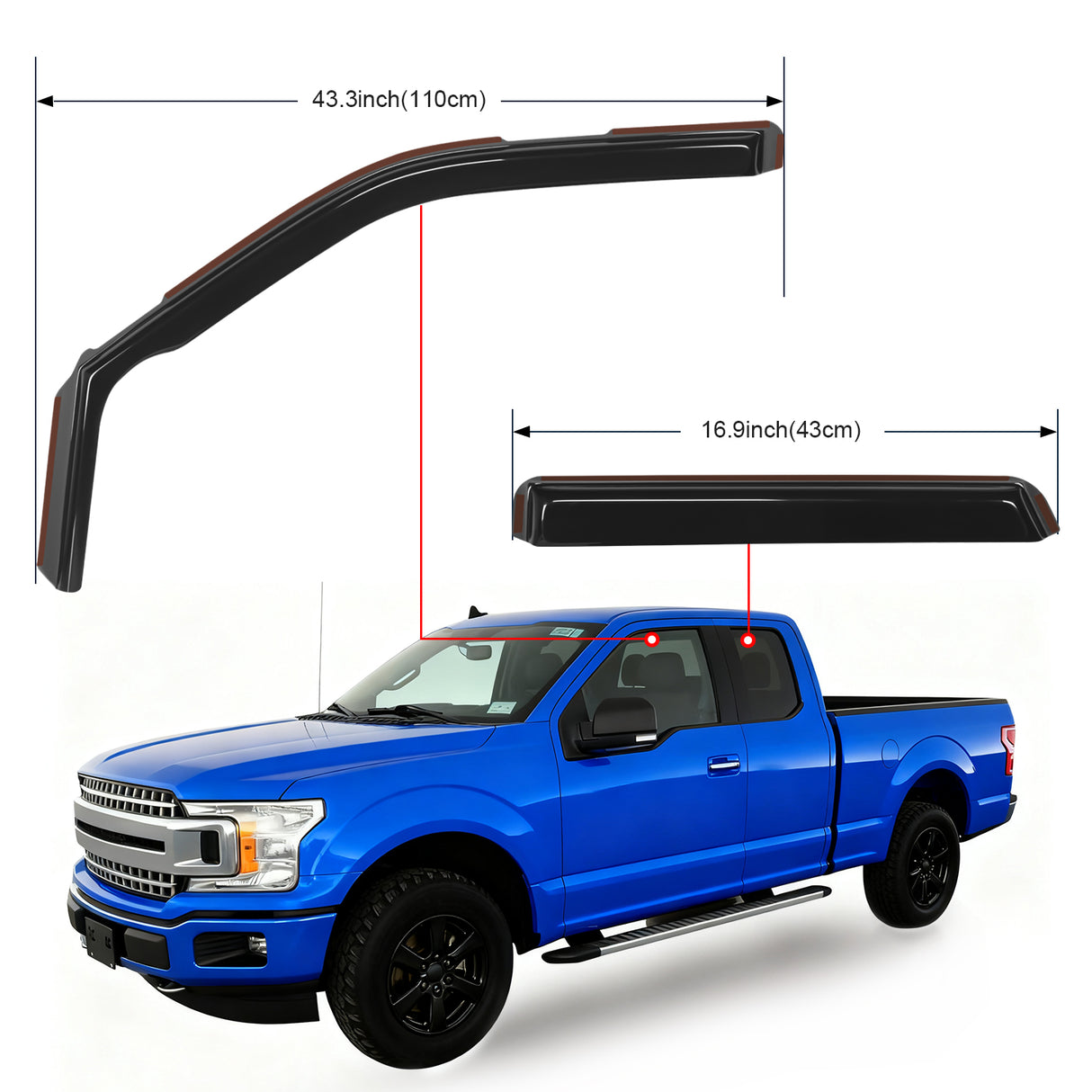 4pcs Rain Guards for Ford F150 Raptor 2015 2016 2017 2018 2019 2020 Super Cab, F250 F350 F450 F550 Super Duty 2017 2017 2019 2020 2021 2022 2023 Super Cab