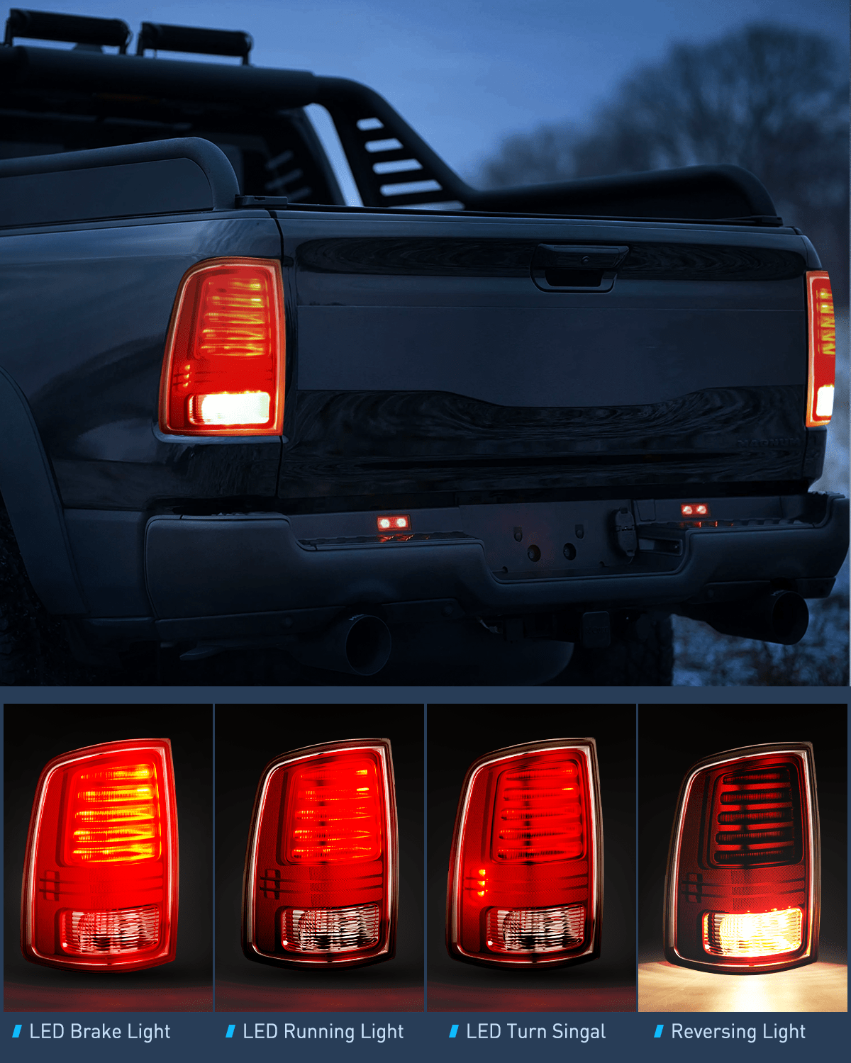 Nilight Taillight Assembly Compatible with 2013 2014 2015 2016 2017 2018 Dodge Ram 1500 2014-2018 Ram 2500 3500 LED Style Driver Side Rear Tail Light with Bulbs