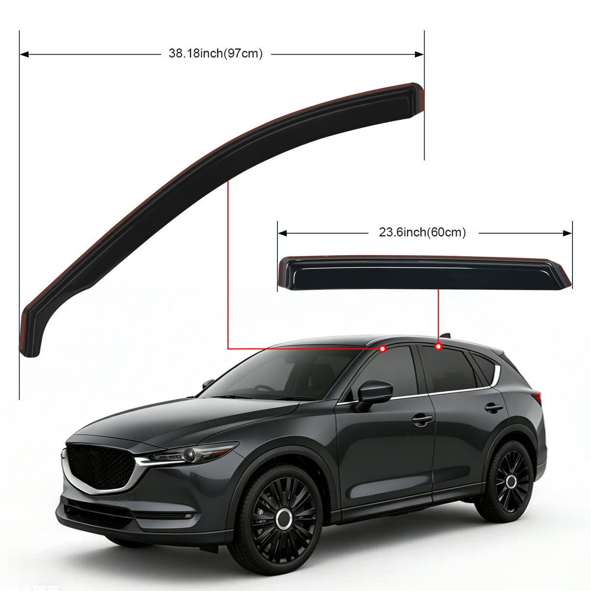 Window Rain Guards for Mazda CX-5 2017 2018 2019 2020 2021 2022 2023 2024 2025 Window Deflectors, Vent Window Visors-4 Pieces