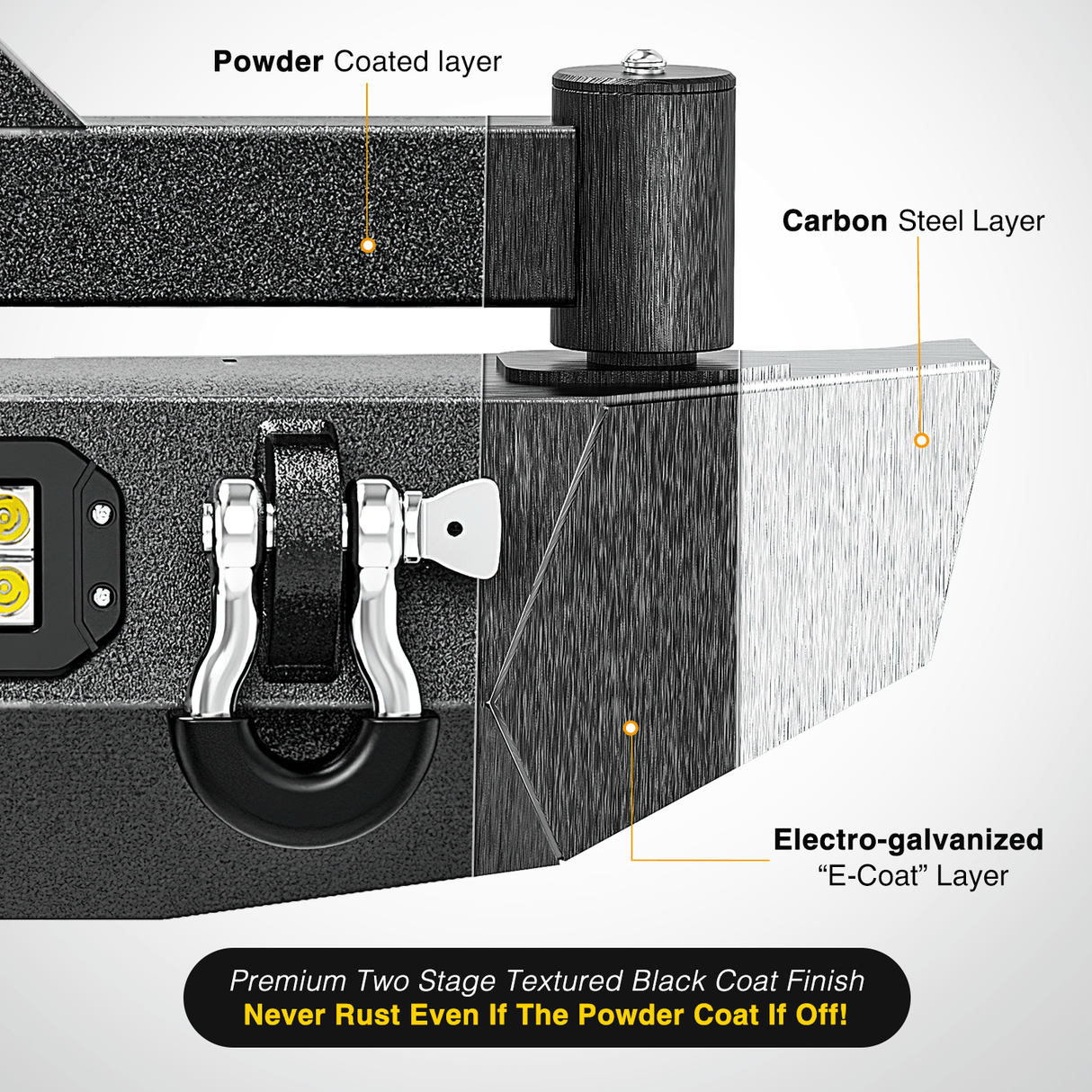 Front Bumper 2018 2019 2020 2021 2022 2023 2024 Jeep Wrangler JL JLU Unlimited (2/4 Doors) Rear Bumper Spare Tire Carrier 2inch Hitch Receiver License Plate Bracket 2 LED Lights D-rings