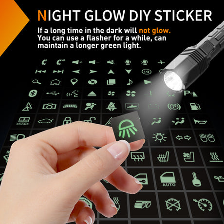 Nlight 249PCS Night Glow Sticker for Rocker Switch Panel DIY Luminous Pattern Text Label in The Dark Toggle for Dashboard Boat RV Car Truck Vehicle