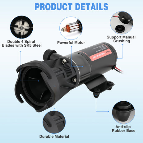 Nilight Macerator Pump for RV 12V 12GPM Portable Quick Release Self-Priming RV Macerator Pump for Sewage Waste sewer Pump Kit with Hose Fittings Discharge Port Carry Bag for Camper Boat Kitchen Marine