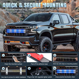 Nilight 2PCS 24 inch Truck Grille Strobe Lights Strip 384 LED Emergency Light Blue White Flexible Side Flashing Warning Caution Safety Waterproof Lighting Kit for Trucks Tow Plow Construction Vehicles
