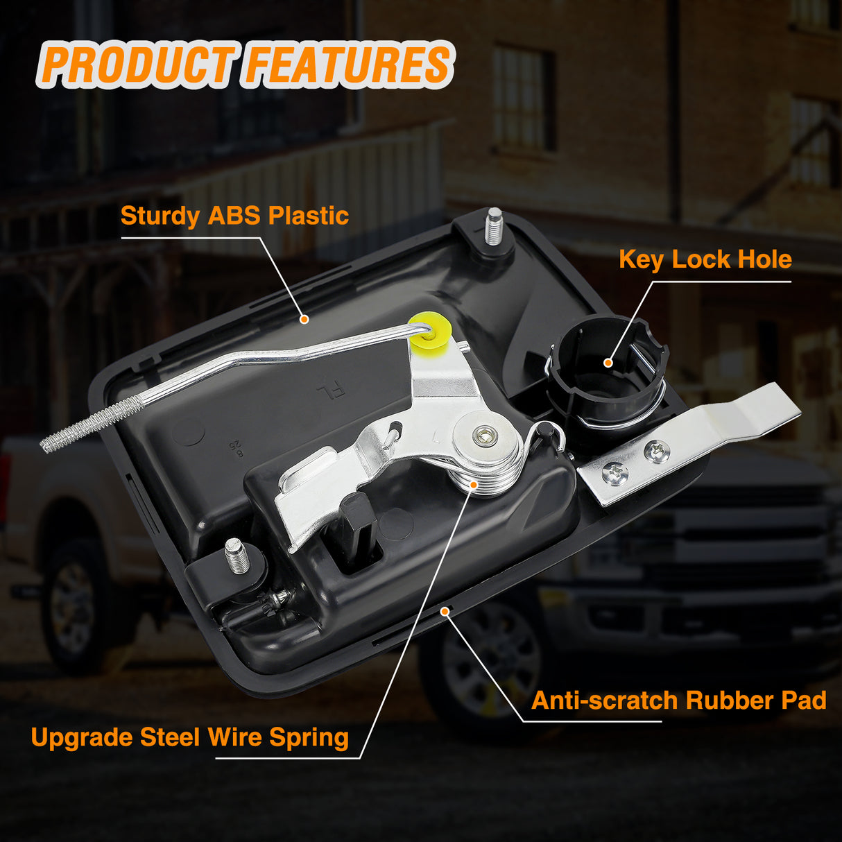 Exterior Front Left Driver Side Door Handle with Key Hole Compatible with 1999-2016 Ford F250 F350 F450 F550 F650 F750 Super Duty Excursion Car Door Handles Replaces OEM# 7C3Z2522405AA, 79306