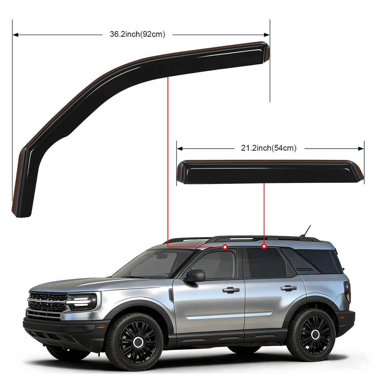 Rain Guards Rain Guards for Ford Bronco Sport 2021 2022 2023 2024 Original Window Deflectors,Vent Window Visors-4PCS