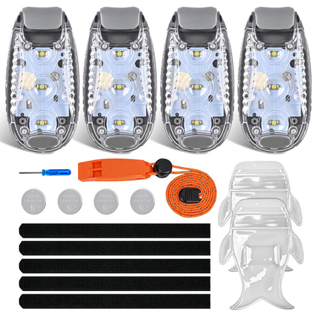 Nilight LED Safety Light 4PCS White Marine Navigation Bike Tail Lights Three Modes Waterproof Reflective Gear Clip On Flash Strobe Indicator Lamp for Night Boating Fishing Cycling Jogging