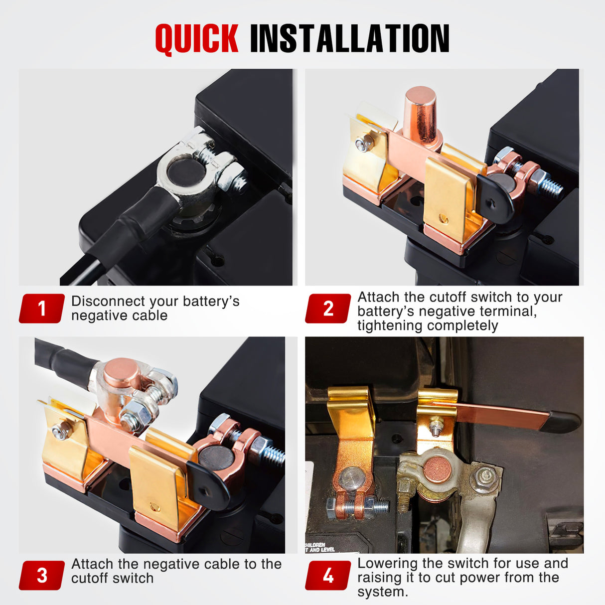 Nilight Top Post Knife Blade Master Switch 12V 24V 250A Battery Negative Disconnect Shut Off Kill Power Isolator for Car Truck Marine RV Vehicle and Electrical Equipment