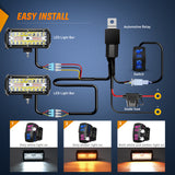 LED Light Bar 6.5Inch Off-Road LED Light Bar, 2PCS 120W 3 Lighting Modes (White/Amber/White&Amber) Driving Fog Light Spot Flood Lights with 18AWG Wiring Harness for Truck Car ATV SUV Jeep Boat