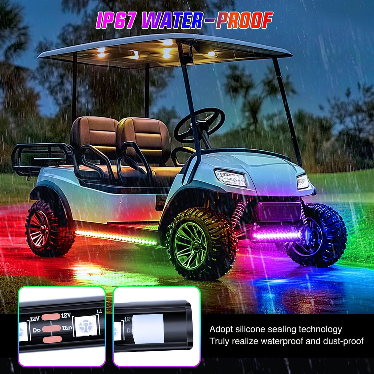 Nilight 4Pcs Golf Cart Underglow Light Kit for EZGO Yamaha Club Car