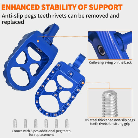 Nilight Motorcycle Foot Pegs Dirt Bike Footpegs Fit for Harley Dyna 1993-2017 Fatboy 1990-2017 Iron 883 2009-2017 Sportster 883 360° Rotating CNC Foot Pegs Heavy Duty Aluminum Alloy Peg Pedal, Blue