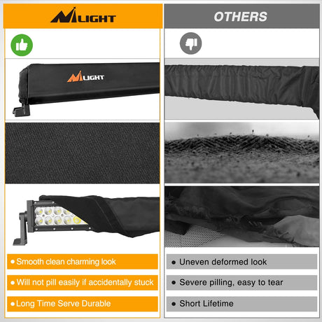light cover LED Light Bar Cover 52 Inches Black Nylon Protective Sleeve Universal Fit Straight and Curved Bar Waterproof Dustproof Scratch-Proof Light Cover for Driving Off Road Lights