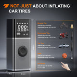 Tire Inflator Portable Air Compressor Rechargeable 12VDC 150PSI Cordless Battery Cigarette Powered Nilight