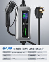Nilight EV Charger Level 2, 40 Amp 240V, 25ft Cable SAE J1772 Portable Electric Car Charger with NEMA 14-50P Plug, Adjustable Current/Delay Timer