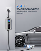 Nilight EV Charger Level 2, 40 Amp 240V, 25ft Cable SAE J1772 Portable Electric Car Charger with NEMA 14-50P Plug, Adjustable Current/Delay Timer