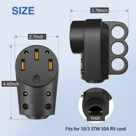 RV Parts 50 Amp RV Female Replacement Plug 125/250 Volt Heavy Duty Receptacle with Handle ETL Listed NEMA 14-50R for Camper Caravan Motorhome Van Trailer