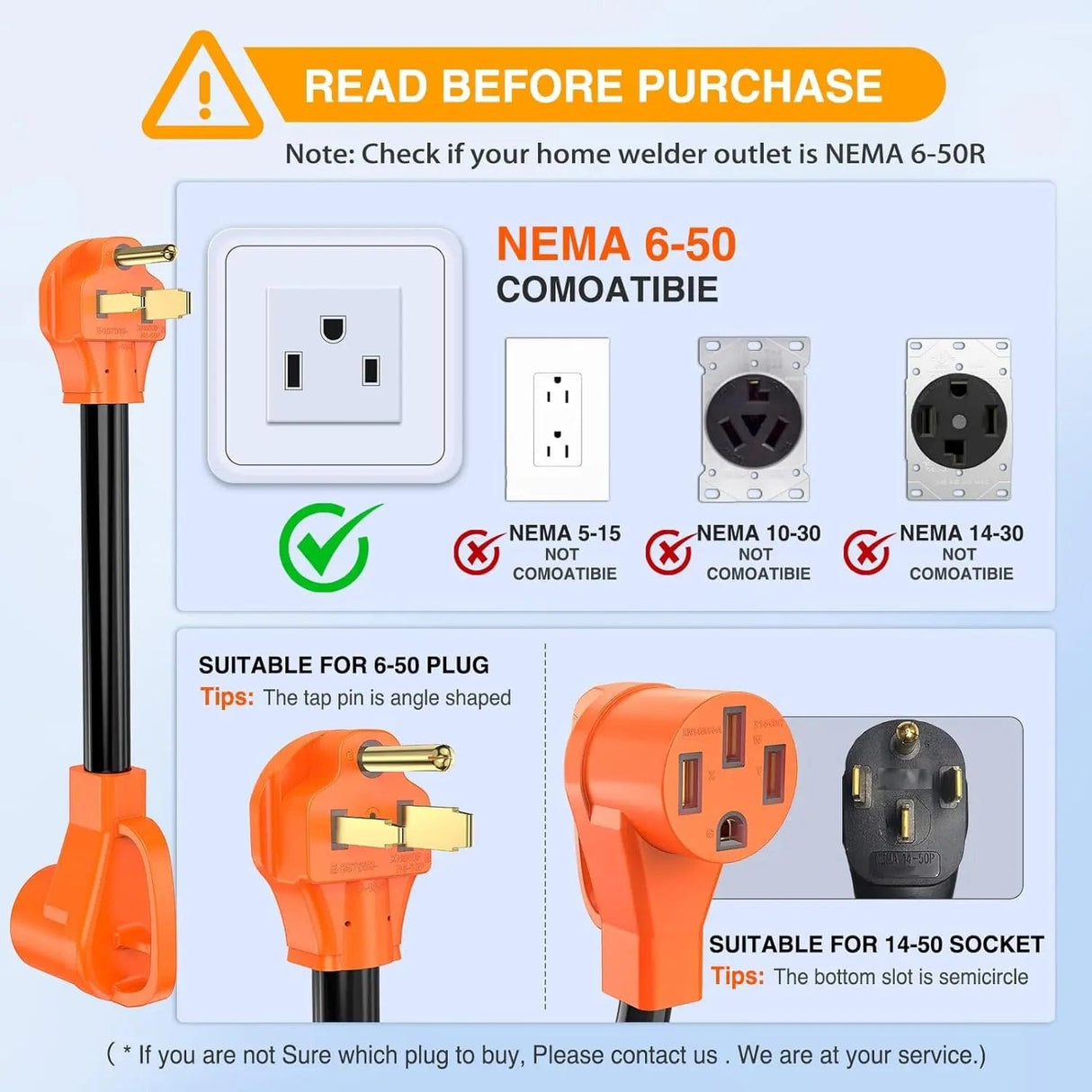 50AMP to 50AMP 3 Prong EV Charger Adapter Cord Nilight