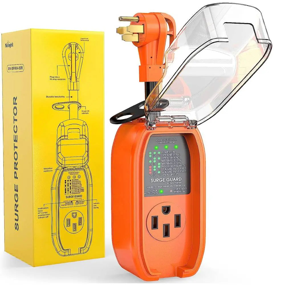 RV Parts Nilight 50Amp RV Surge Protector Circuit Analyzer 4200 Joules Voltage Monitor High Low Voltage Spikes Power Defender 125V/6250W ETL Listed Power Gugard for RV Camper Van Trailer, 2 Years Warranty